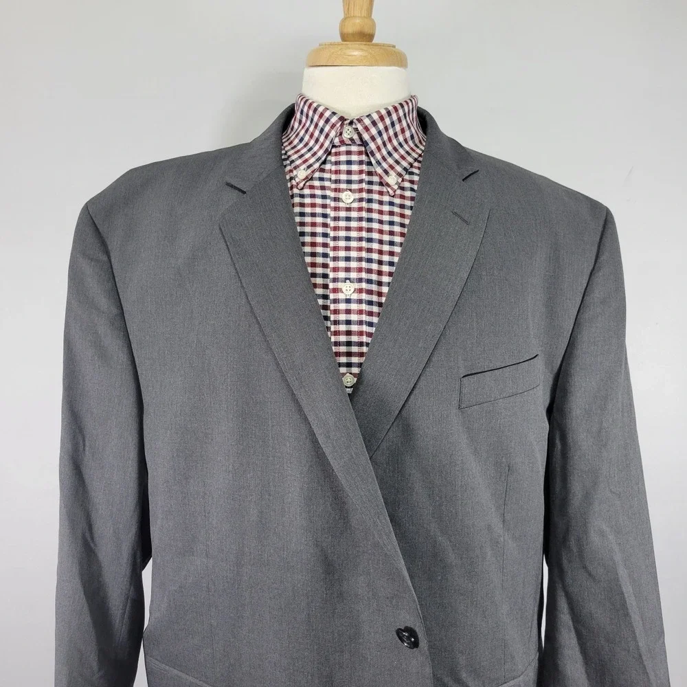 Stafford Men's Travel Suit Separate Sport Coat Two Button Gray‎ Wool Blend 54R